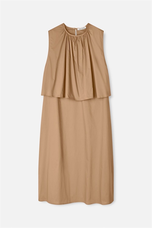 MKTD STUDIO DOREA SHEER COTTON ORGANIC DRESS TAUPE